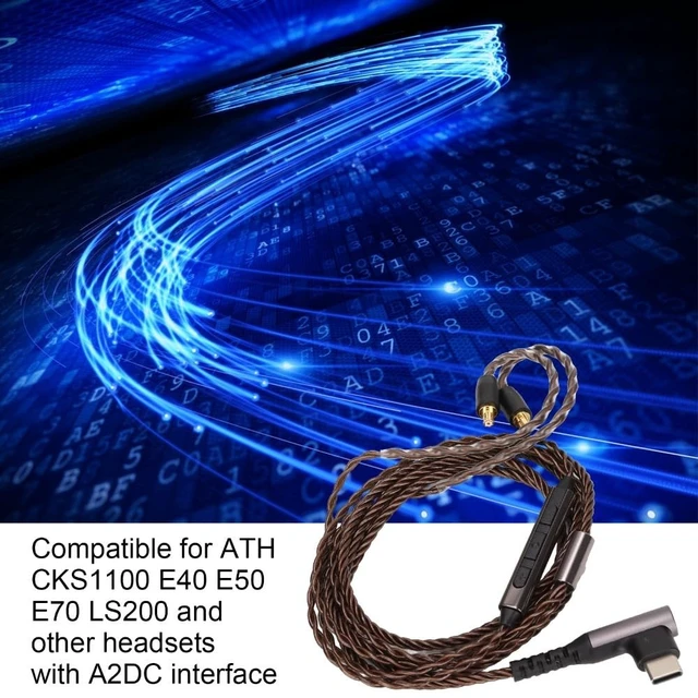 Alt view image 5 of 5 - Anu Limen Upgrade Cable with Mic OFC Core Type C a2DC Connector Ear Hanging Weaved Headphone Cable Replace for ATH E50 E70 LS300 CKS1100 Sound Enhancement