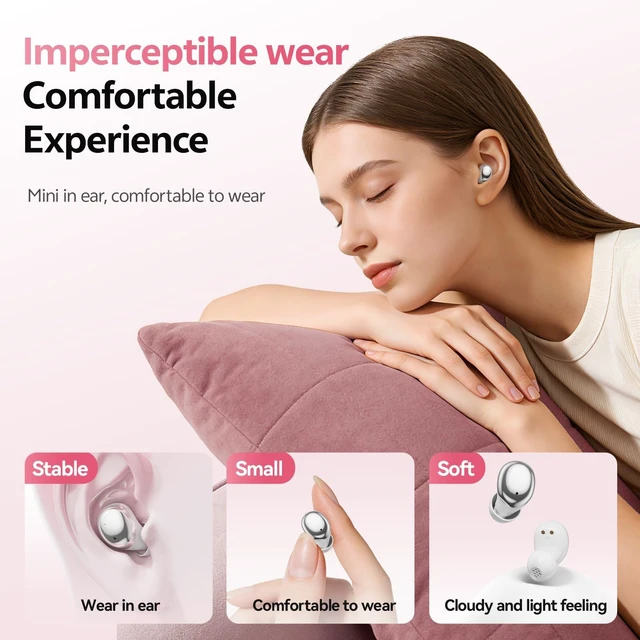 Alt view image 3 of 5 - CHENRUIDA Noise Cancelling Sleep Earbuds for Side Sleepers(Pink)