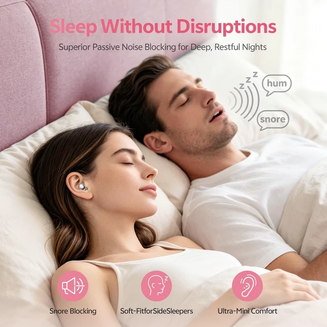 Alt view image 4 of 5 - CHENRUIDA Noise Cancelling Sleep Earbuds for Side Sleepers(Pink)