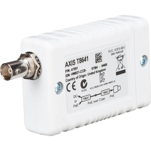 Alt view image 2 of 5 - Axis Communications AXIS T8641 PoE+ Coaxial Converter Adapter Base 5028-411
