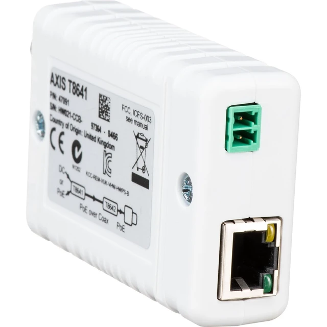 Alt view image 3 of 5 - Axis Communications AXIS T8641 PoE+ Coaxial Converter Adapter Base 5028-411