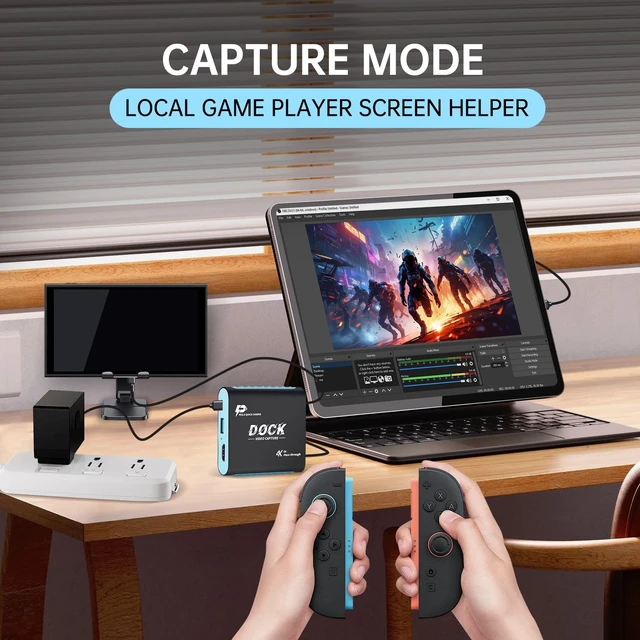 Alt view image 5 of 5 - 2-in-1 Switch 2 Dock & Capture Card, USB-C Input for 1080P 60FPS Streaming