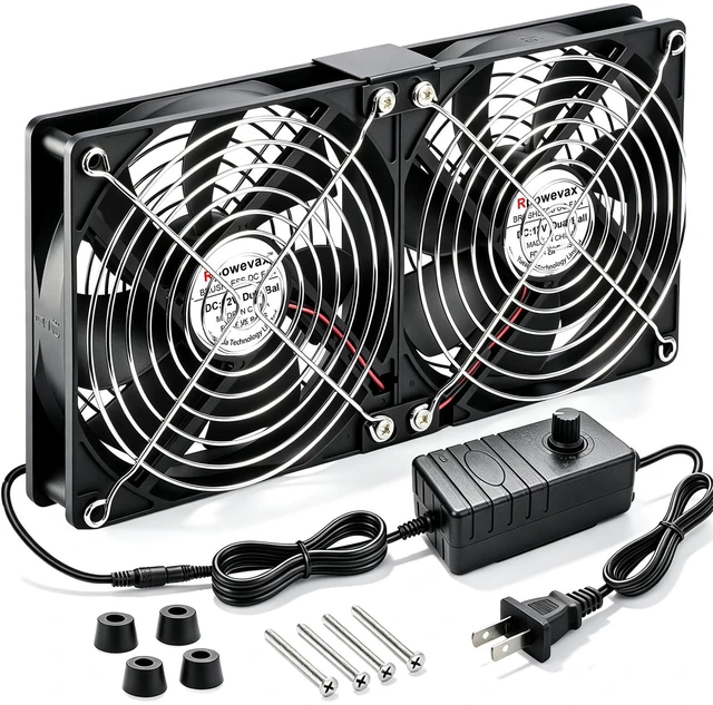 Main image of Rpowevax 120mm X2 Computer Fan with AC Plug Big Airflow External PC Cooling