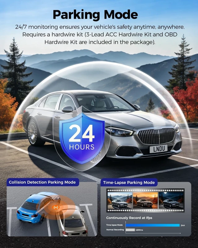Alt view image 4 of 5 - LNDU V820 4K 4G Dual Dash Cam Front and Rear, DualI MX678 + IMX662 STARVIS 2 Sensors, HDR, 5GHz WiFi GPS, 24H Parking, Voice Control, Supercapacitor, 64GB Card
