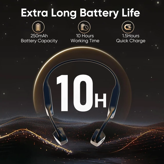 Alt view image 4 of 5 - Auvonix Bone Conduction Headphones Bluetooth 5.3, Open Ear Wireless Headphones with Dual Mic Noise Cancelling, Sport Headset with 10H Playtime, IP67 Waterproof for Running, Cycling, Work, Drivi