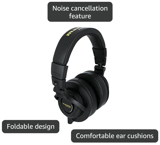 Alt view image 3 of 5 - Marantz Pro Monitor Headphones, Enclosed Over-Ear Headphones, Wired 40mm Diameter Driver, Musical Instrument Playing, Distribution, DJ, Gaming, Telework, MPH-1