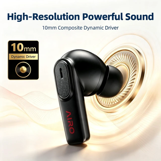 Alt view image 2 of 5 - AIRO Duo Pro Active Noise Cancelling Wireless Earbuds, Hi-Res Audio Music Mode, Adaptive ANC/Transparency/Music Mode, Bluetooth 6.0 Ear Buds, ENC Clear Calls, IPX4