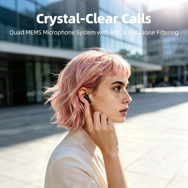 Alt view image 4 of 5 - AIRO Duo Pro Active Noise Cancelling Wireless Earbuds, Hi-Res Audio Music Mode, Adaptive ANC/Transparency/Music Mode, Bluetooth 6.0 Ear Buds, ENC Clear Calls, IPX4