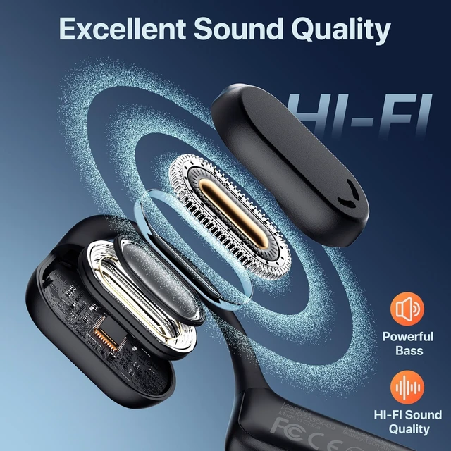 Alt view image 4 of 5 - ZORIOXI Open Ear Headphones with Mic, 29g Bluetooth Headset, Air Conduction Headphones with Dual Device Connection & Mute, Wireless Headset with Mic for Work, Driving, Office, Workout, Black