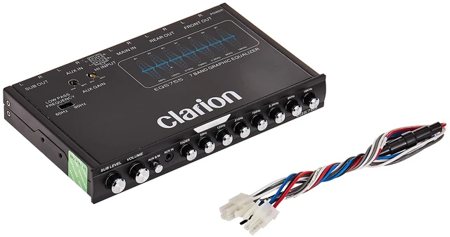 Main image of Clarion EQS755 7-Band Car Audio Graphic Equalizer with Front 3.5mm Auxiliary Input, Rear RCA Auxiliary Input and High Level Speaker Inputs, BLACK