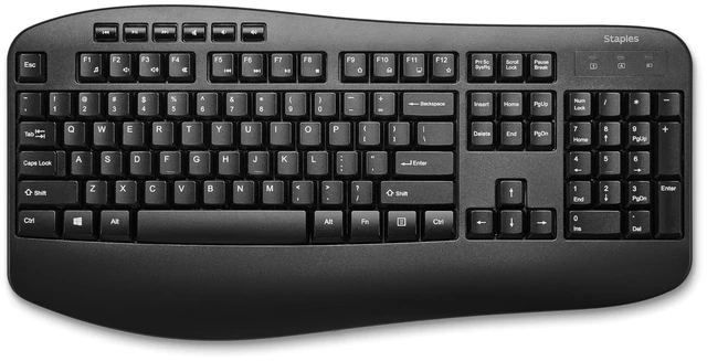 Main image of Staples TECH Wireless Comfort Keyboard, Quiet Typing, USB, Black