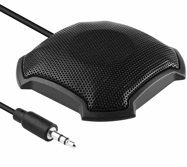 Main image of Klanata Omnidirectional Conference Microphone, 3.5 mm Wired Desktop Mic with 1.5 m Cable, 10 ft Pickup Range for Computer Meetings and Recording