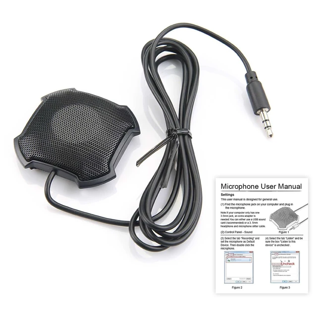 Alt view image 4 of 4 - Klanata Omnidirectional Conference Microphone, 3.5 mm Wired Desktop Mic with 1.5 m Cable, 10 ft Pickup Range for Computer Meetings and Recording
