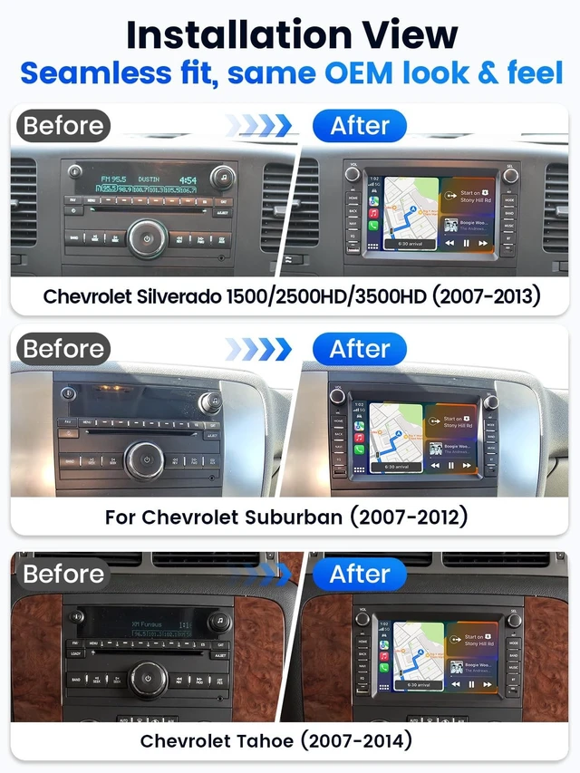 Alt view image 3 of 5 - Alltotive 7" Car Stereo for Chevrolet Tahoe Suburban Silverado