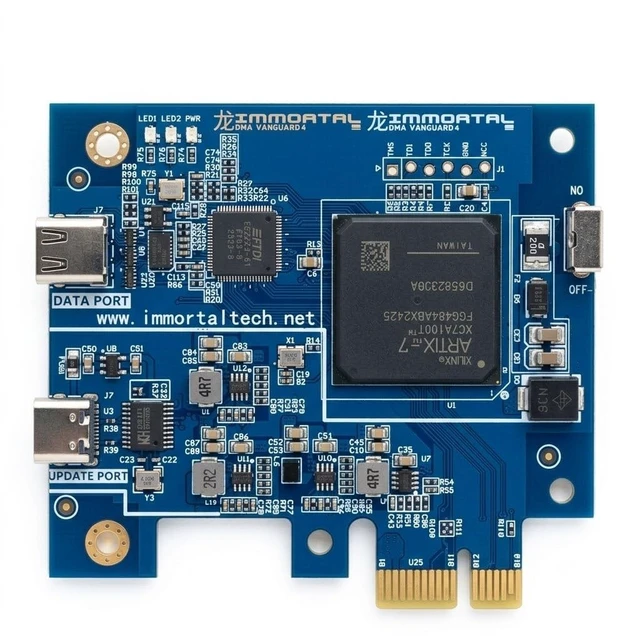 Alt view image 2 of 3 - IMMORTAL Vanguard 100T DMA Card Artix-7 XC7A100T FPGA, PCILeech/MemProcFS Compatible USB-C/PCIe Direct Memory Access Board FT601 up to 400 MB/s, Aluminum Heatsink, Firmware-Upgradable