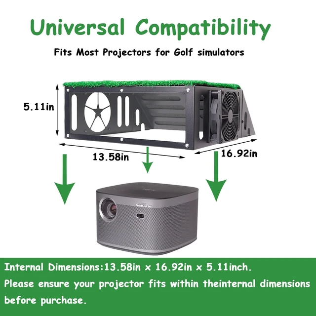 Alt view image 2 of 5 - Metal Golf Simulator Projector Cover - Floor Mounted Enclosure for LED Projectors with Cooling Fan - Durable Protection for Your Golf Simulation.Ideal Golf Gift
