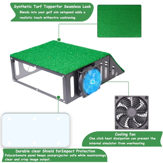 Alt view image 3 of 5 - Metal Golf Simulator Projector Cover - Floor Mounted Enclosure for LED Projectors with Cooling Fan - Durable Protection for Your Golf Simulation.Ideal Golf Gift