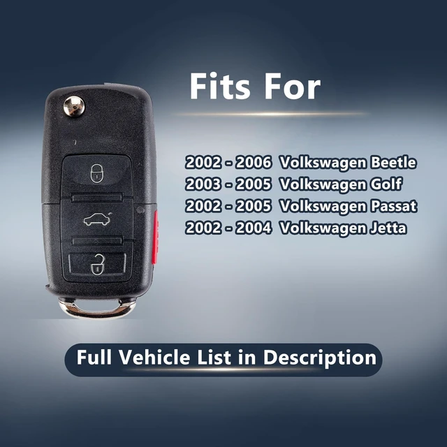 Alt view image 2 of 5 - 2 X Compatible with VW 2003 2004 2005 Beetle Golf Passat Flip Car Key Control Keyless Entry Remote Replacement, 315 MHz,NBG735868T By RemoteMatch