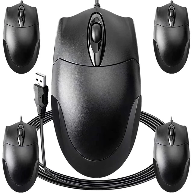 Main image of TvvTvvT 5-Pack Wired USB Mouse, 1200 DPI Ergonomic 3-Button, 5FT Cable