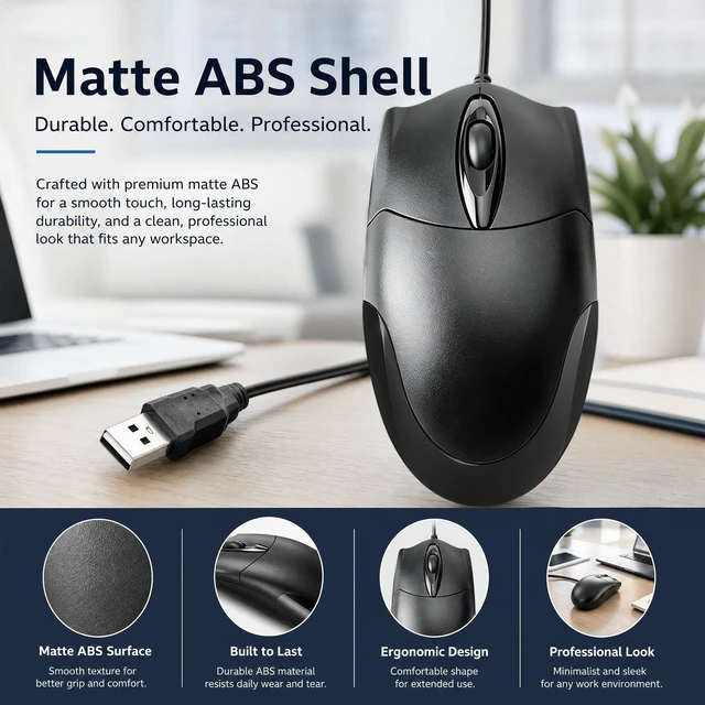 Alt view image 3 of 5 - TvvTvvT 5-Pack Wired USB Mouse, 1200 DPI Ergonomic 3-Button, 5FT Cable