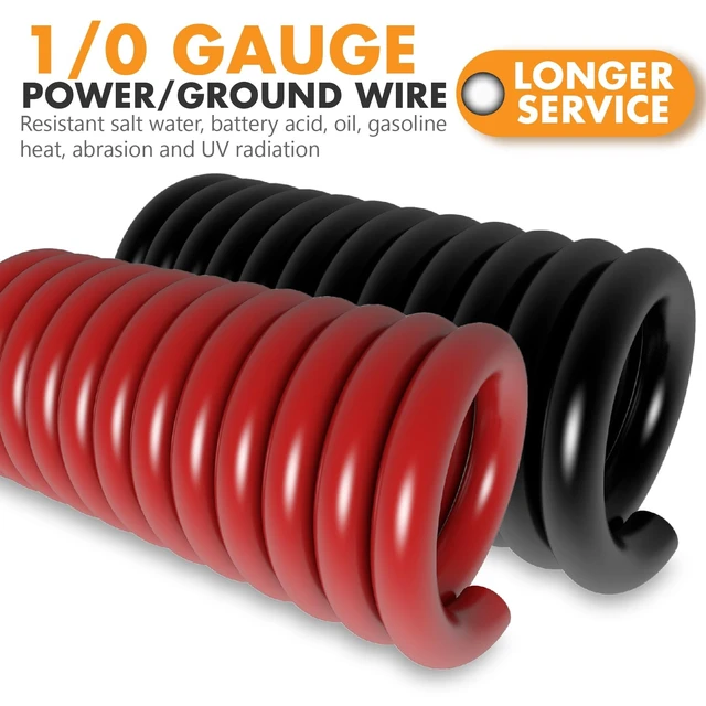 Alt view image 3 of 5 - 0 Gauge Wire CCA,1/0 Battery Cable Kit 40ft Red/Black for Car Audio Amp