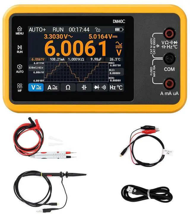 Main image of DM40A/B/C Digital Multimeter 59999 Counts, 4.5-Digit Rechargeable 3 in 1 Handheld Oscilloscope Multimeter Signal Generator,50M Sample Rate, Diode Test Automotive Tools (DM40C)