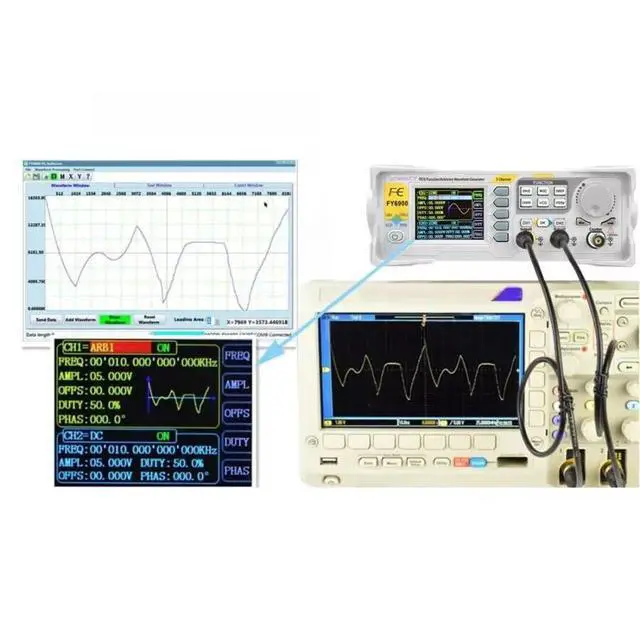 Alt view image 5 of 7 - Function Generator AC100-240V FY6900 60MHz Double Channel DDS Function Arbitrary Waveform Signal Generator Frequency Meter 250MSa/s Sine Square/Triangle/Pulse/Sawtooth Wave/Staircase Wave