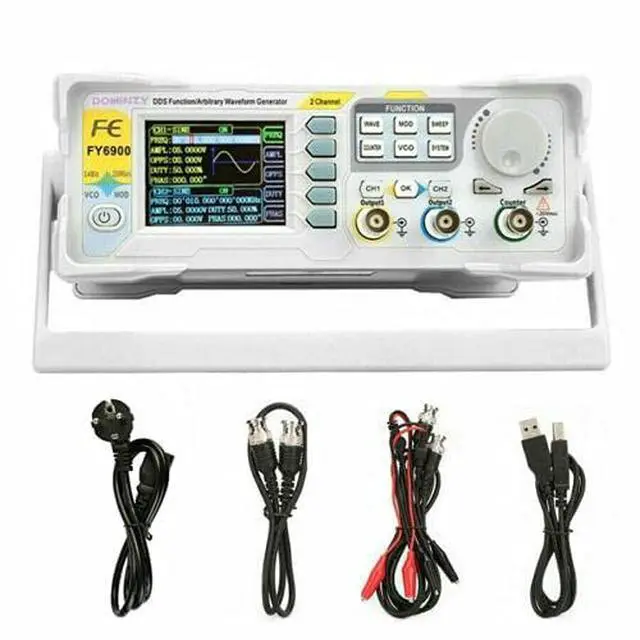 Alt view image 7 of 7 - Function Generator AC100-240V FY6900 60MHz Double Channel DDS Function Arbitrary Waveform Signal Generator Frequency Meter 250MSa/s Sine Square/Triangle/Pulse/Sawtooth Wave/Staircase Wave