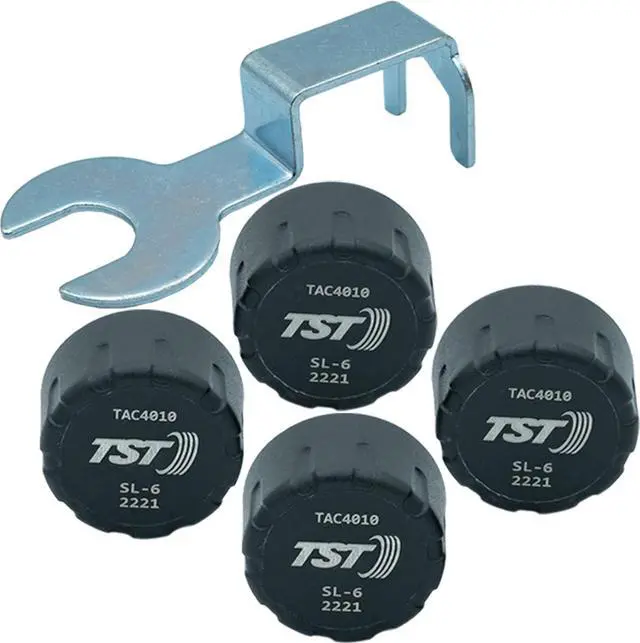 Main image of TST 507 Tire Pressure Monitoring System, 4 Cap Sensors for Metal or Rubber Valve Stems by Truck System Technologies, TPMS for RVs, Campers and Trailers