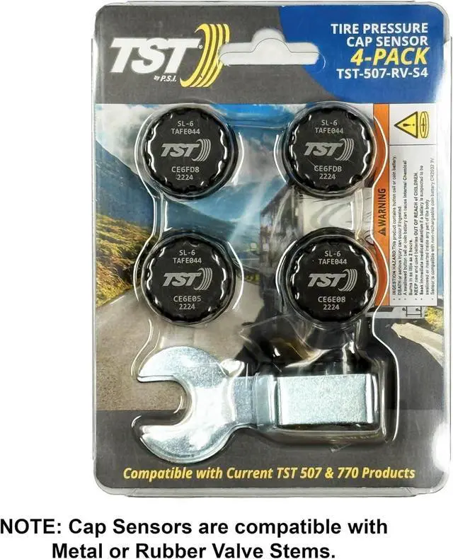 Alt view image 2 of 5 - TST 507 Tire Pressure Monitoring System, 4 Cap Sensors for Metal or Rubber Valve Stems by Truck System Technologies, TPMS for RVs, Campers and Trailers