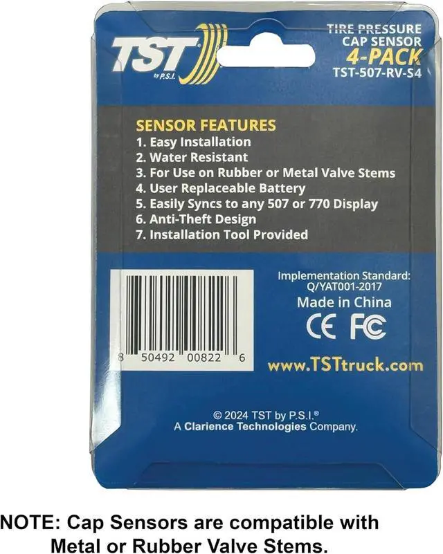 Alt view image 4 of 5 - TST 507 Tire Pressure Monitoring System, 4 Cap Sensors for Metal or Rubber Valve Stems by Truck System Technologies, TPMS for RVs, Campers and Trailers
