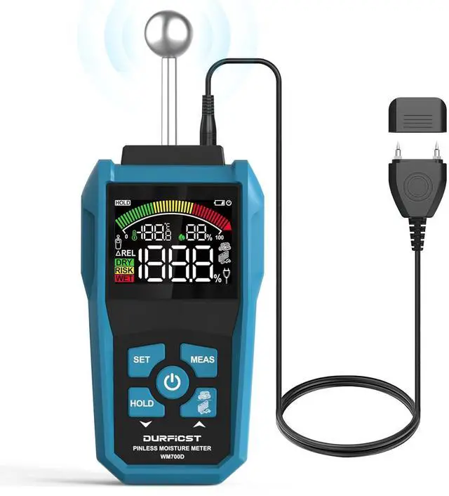 Main image of Pin&Pinless Moisture Meter with Color LCD & Acoustic Alarm, Detects 20-40 mm Walls, Wood, Masonry, Concrete & Other Building Materials
