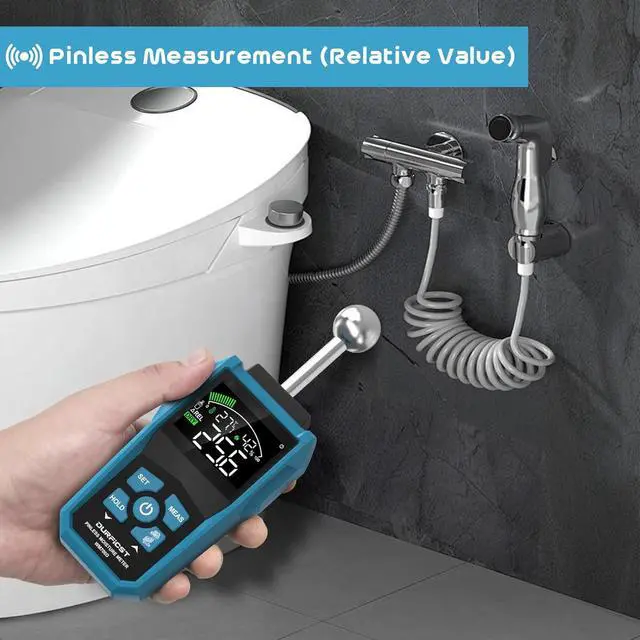 Alt view image 6 of 7 - Pin&Pinless Moisture Meter with Color LCD & Acoustic Alarm, Detects 20-40 mm Walls, Wood, Masonry, Concrete & Other Building Materials