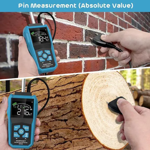 Alt view image 5 of 7 - Pin&Pinless Moisture Meter with Color LCD & Acoustic Alarm, Detects 20-40 mm Walls, Wood, Masonry, Concrete & Other Building Materials