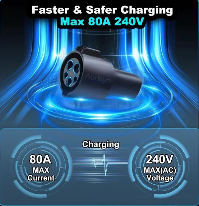 Alt view image 2 of 7 - J1772 to Tesla Charger Adapter, SAE J1772 to NACS Adapter, Safety Charger Lock, Max 80A 240V Fast Charging Plug for Model 3/Y/X/S/Cybertruck, Compatible with Level 1 and Level 2 EV Chargers
