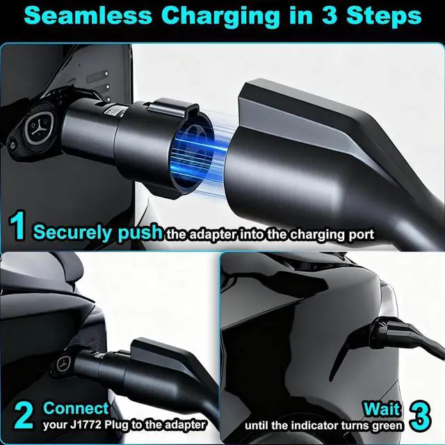 Alt view image 7 of 7 - J1772 to Tesla Charger Adapter, SAE J1772 to NACS Adapter, Safety Charger Lock, Max 80A 240V Fast Charging Plug for Model 3/Y/X/S/Cybertruck, Compatible with Level 1 and Level 2 EV Chargers