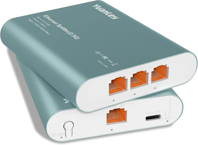 Main image of 1 to 3 Port 2.5G Ethernet Splitter Switch with PoE Input, 4 Port 2.5G High Speed Splitter with Aluminum Case, VLAN Isolation, USB-C/PoE Powered Network Port Expander for , PC, IP Camera
