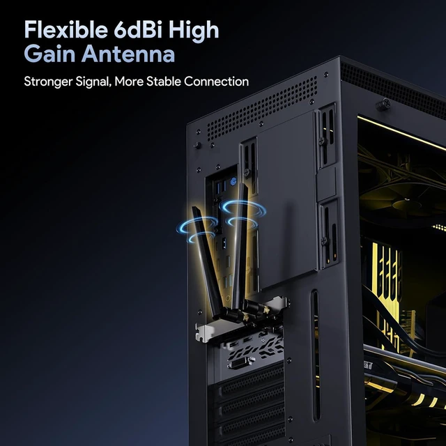 Alt view image 7 of 7 - PCIE WiFi 7 Card BE6500 Wi-Fi 7 Wireless Network Card for PC | Bluetooth 5.4 Tri-Band 6G/5G/2.4Ghz OFDMA 802.11be, Compatible with Intel/ AMD Windows 11 (64-Bit)