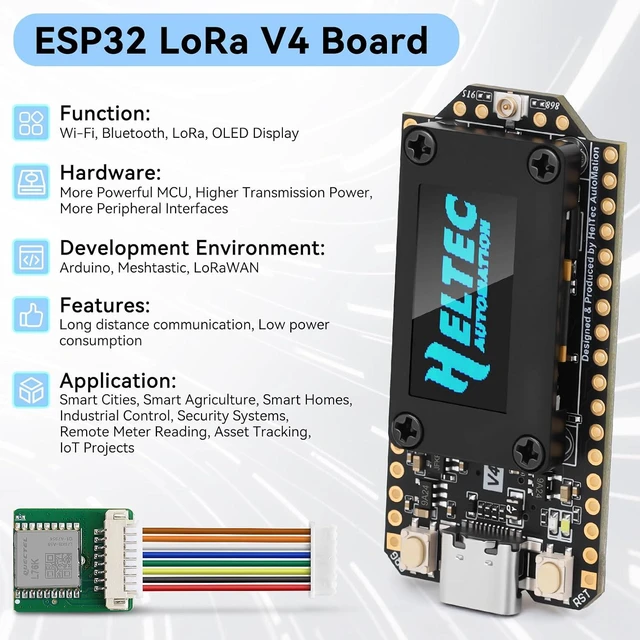 Alt view image 2 of 7 - ESP32 LoRa V4 Development Board + L76 GNSS Module, Upgraded ESP32-S3 SX1262 LoRa WiFi Bluetooth, 2MB PSRAM 16MB Flash 915MHz Antenna, OLED, GPS & Solar for Arduino Meshtastic LoRaWAN