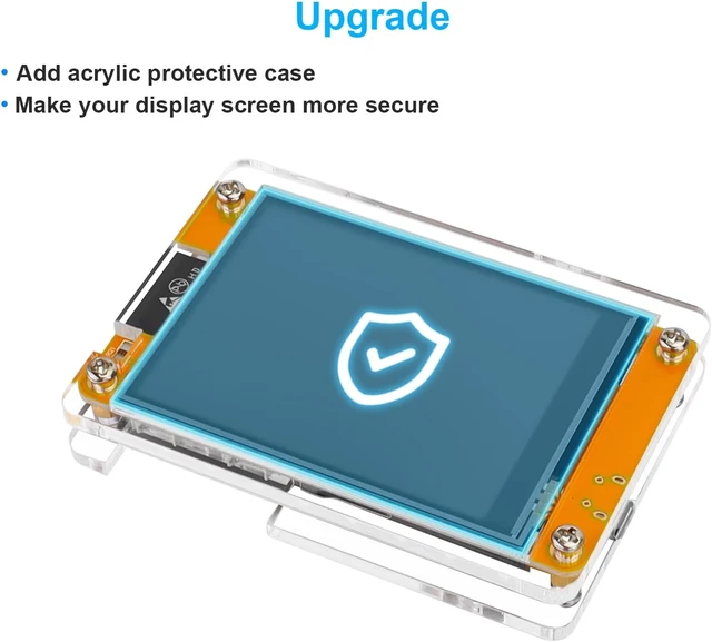 Alt view image 2 of 7 - 2-Pack 2.8" ESP32 Development Board ESP32-2432S028R, Dual-Core 240x320 Touch Screen with Acrylic Shell