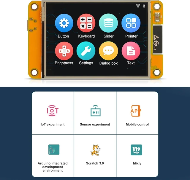Alt view image 5 of 7 - 2-Pack 2.8" ESP32 Development Board ESP32-2432S028R, Dual-Core 240x320 Touch Screen with Acrylic Shell