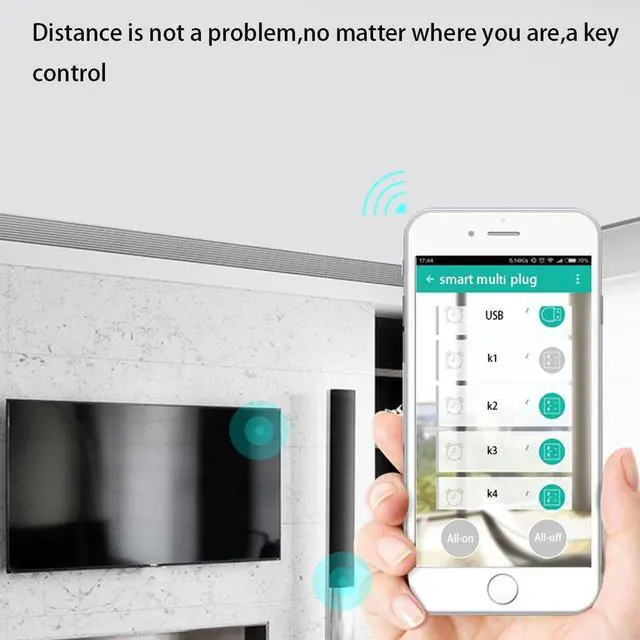 Alt view image 5 of 7 - WiFi Smart Power Strip Surge Protector Extension Cord Multi Plug with 4 AC Outlets 4 USB Ports, No Hub Required, Works with Google Home