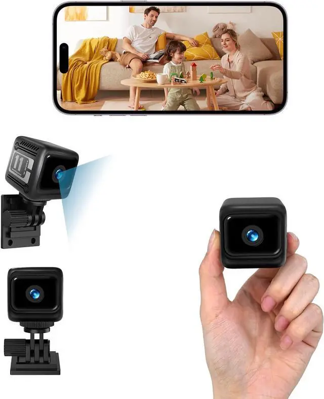 Main image of 2-Pack Mini Wireless Battery Cameras, 1080p Indoor Cam, Works with or Without Wi-Fi, 6-Hour Battery, AI Motion Detection, Night Vision for Home, Office, Baby and Pet Monitoring, Black