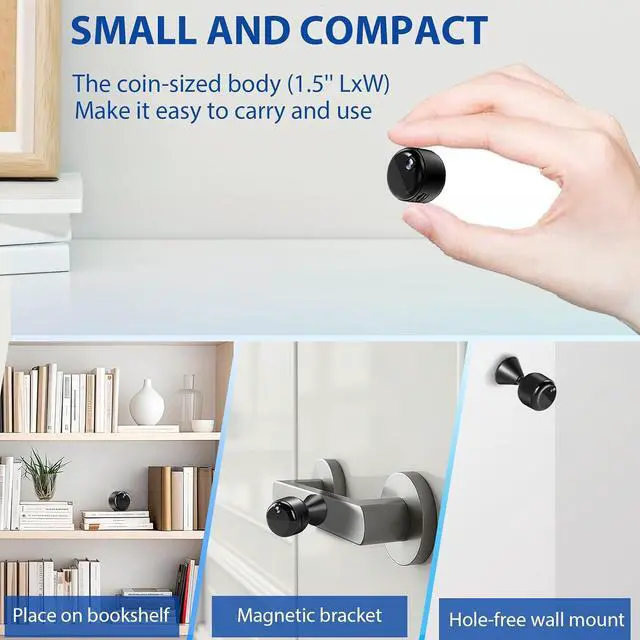 Alt view image 2 of 6 - Mini Camera, 1080P Indoor Security Camera, 60-Days Battery Life