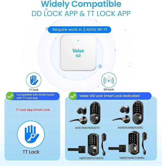 Alt view image 5 of 6 - G2 Wi-Fi Gateway, Compatible with DD Lock APP and TT Lock APP | Remote Control, Compatible with Alexa and Google Assistants, Smart Deadbolt Gateway