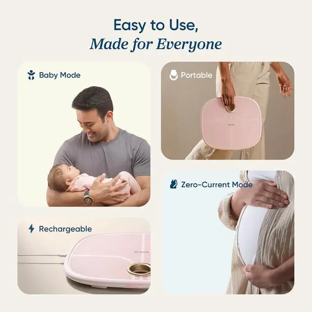 Alt view image 6 of 7 - Rechargeable Pink Smart Scale for Body Weight, BMI, Fat, Muscle Mass, Digital Bathroom Scale with 13 Metrics, Secret Mode, Bluetooth Connect to Free Apps, Cotton Candy Pink