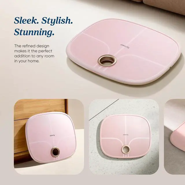 Alt view image 7 of 7 - Rechargeable Pink Smart Scale for Body Weight, BMI, Fat, Muscle Mass, Digital Bathroom Scale with 13 Metrics, Secret Mode, Bluetooth Connect to Free Apps, Cotton Candy Pink