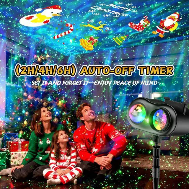 Alt view image 3 of 7 - Christmas Projector Lights Outdoor with Ocean Wave & Firefly Light, 20 Slides/160 Patterns Holiday Projection Lights Indoor with Remote & Timer, Waterproof Light Projector Christmas Decorations