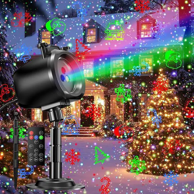 Main image of Christmas Laser Projector Light Outdoor, RGB 3 Colors Laser Lights with 24 Patterns, IP65 Waterproof Star Projector Firefly Moving Lights Show Decor for Garden Yard Christmas Halloween Holiday Party
