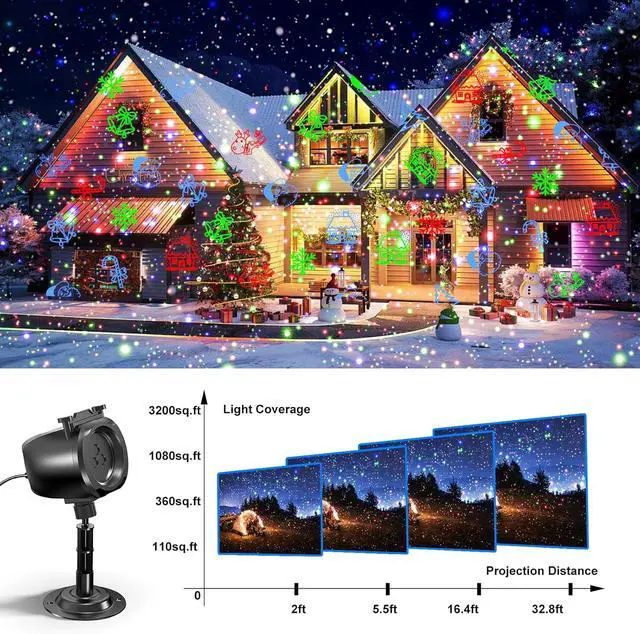 Alt view image 3 of 7 - Christmas Laser Projector Light Outdoor, RGB 3 Colors Laser Lights with 24 Patterns, IP65 Waterproof Star Projector Firefly Moving Lights Show Decor for Garden Yard Christmas Halloween Holiday Party